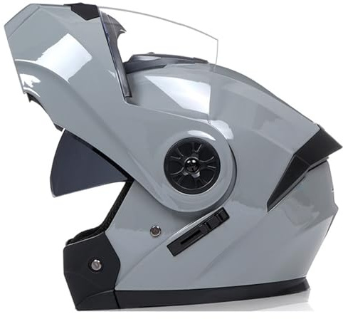 Casque Moto Adulte Homme Et Femme Flip Up Casque Moto Modulable Homologué ECE avec Double Visière Casque Scooter pour Locomotive Casque Integral Modulable G1,M=57-58CM