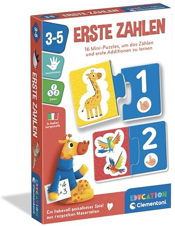 Clementoni Education Erste Zahlen - Lernspiel für Kinder ab 3 Jahren - 16 Mini-Puzzles zum Lernen von Zahlen & ersten Additionen