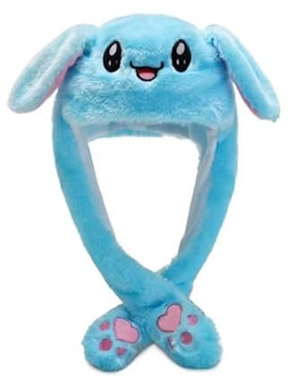 GWAWG Chapeau de lapin amusant en peluche avec oreilles sautantes - Chapeau à rabat pour femmes, filles et enfants, fête, vacances, Halloween, Pâques, Noël, anniversaire, déguisement, cosplay