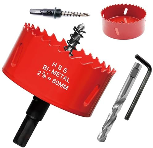 Sega a tazza da 6 cm con mandrino a cambio rapido e chiave a brugola, fresa a tazza bimetallica M 42, liscia e veloce, sega a tazza da 60 mm per legno, plastica, UPVC, fibra di vetro, cartongesso