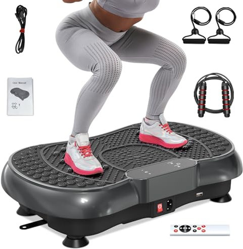 HomeFitnessCode Vibrationsplatte mit Bluetooth - Vibrationsgerät Zuhause mit 99 Intensitätsstufen + 5 Vorprogramm Fitnessgerät für Ganzkörpertraining Gewichtsabnahme Muskelaufbau (Schwarz)