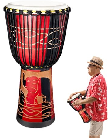 Nexusectar Bongo-trummor för barn, 20 cm afrikansk inspirerad flerfärgad handsnidad trumma | slagverksinstrument, konstnärlig musikdekoration för musiklektioner, aktiviteter, uppträdanden