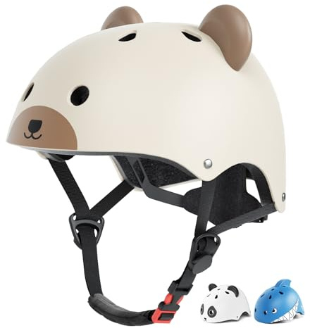XJD Casco da bicicletta per bambini 1 2 3–8 anni,casco scooter,sicurezza regolabile,con motivo animale,Casco Protettivo per multisport skateboard monopattino pattinaggio(46–50cm)