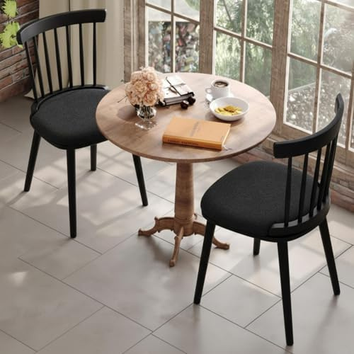 Bekrvio Juego de 2 sillas de comedor de madera maciza, Windsor Sillas de comedor de madera, patas de Hplz engrosadas, sillas de cocina con respaldo, silla tapizada de sencillez moderna para cocina