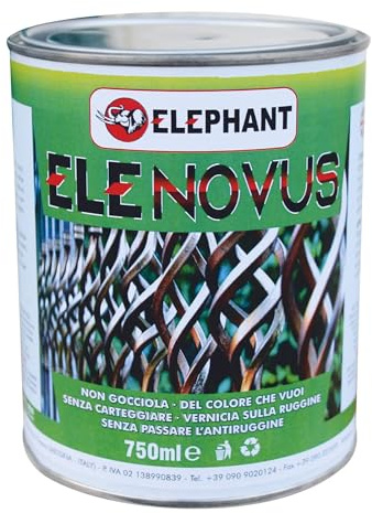 ELEPHANT ELENOVUS Smalto Protettivo per Metallo, Grigio Medio, 750ml, Multicolore, Applicazione Diretta su Ruggine, Finitura Satinata