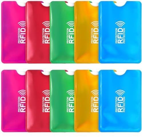BOGCLEE 10 Piezas Colorido Soporte para Tarjetas RFID, Estuches para Tarjetas con Bloqueador RFID, Fundas para Tarjeta de Crédito para Mujeres y Hombres