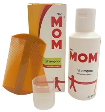 Neo Mom Shampoo Antiparassitario con Pettine Doppia Faccia, Kit Trattamento Anti Pidocchi 150 ML