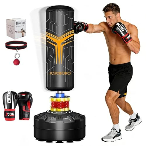 Freestanding Heavy Punching Bag，Boxing Bag with Stand & Gloves，Standing Kickboxing Bag with Suction Cup Base for Home Office Gym Boxing Equipment