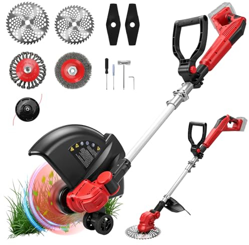 Cortabordes Inalámbrico Compatible con Milwaukee 18V (sin batería), Desbrozadora con Cepillo para Maleza, 4 Tipos de Cuchillas, Motor sin Escobillas para Césped, Jardín, Patio