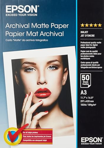 Epson C13S041344 Matte archival papier inkjet 189g/m2 A3 50 Blatt Pack