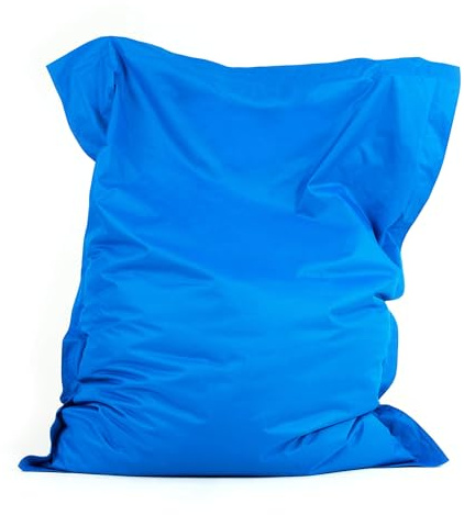 Bean Bag Bazaar Giant Outdoor Bean Bag, Blue, Outdoor Floor Cushion with Water Resistant Fabric, Large Beanbag with Filling Included, 180cm x 140cm, Sun Lounger, Garden Chair, Garden Seating