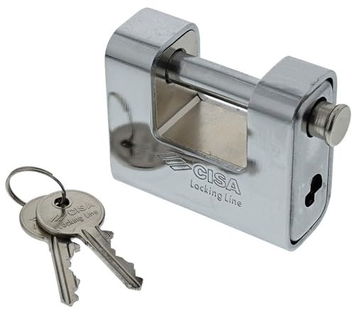 CISA - Lucchetto con Camicia in Acciaio 121810800 - Sistema Bloccaggio Porta per Sicurezza Casa e Lavoro - Lucchetto 77 x 29 mm - Camicia in Acciaio
