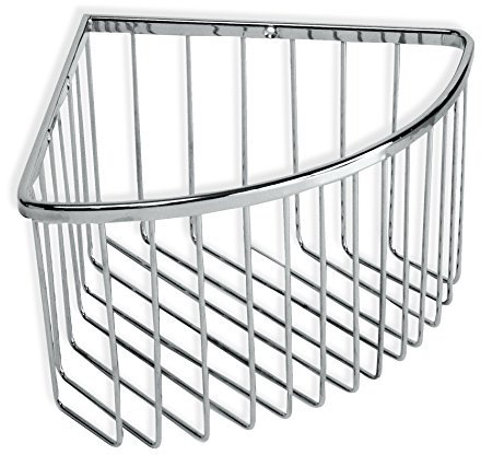Tatay Cestillo rinconero Krom, de Gran Capacidad, idéal para envases de tamaño Familiar. Diseño Elegante y Funcional, Fabricado en latón Cromado y Acero INOX.