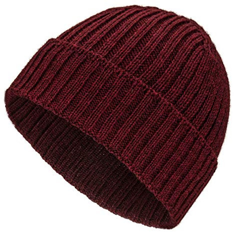 Weiche Damen & Herren Alpaka Mütze aus 100% Alpaka Wolle in 10 Farben - Hochwertige Winter Strickmütze/Beanie Wollmütze von HansaFarm, Weinrot - HF179, Einheitsgröße