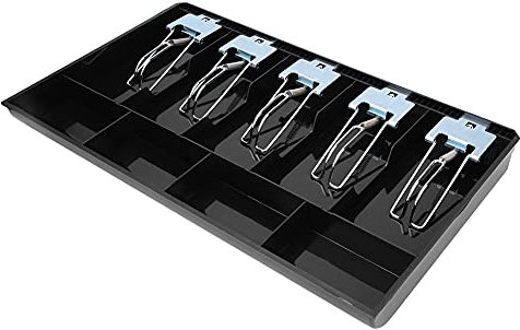 Kasse Geldschublade, Kassenlade Elektrisch mit 5 Scheinen und 4 Münzenschublade Herausnehmbare Cash Tray Schublade Register Einsatz Kassenschublade für Supermarket(Schwarz)