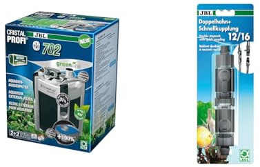 JBL CristalProfi e702 greenline Außenfilter für Aquarien & 6109200 Doppelhahn + Schnellkupplung 44546
