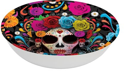 FIESTAS GUIRCA | Bol de Catrina Reutilizable (32 cm) - Decoración de Mesa para Fiestas de Halloween Terroríficas - Ideal para Festividades Mexicanas - Multicolor