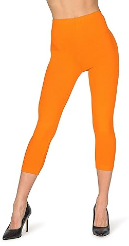 looksy Capri Legging 3/4 pour femme Pantalon d'entraînement cropped Yoga Coton Pants Plus Size, Orange, XXL