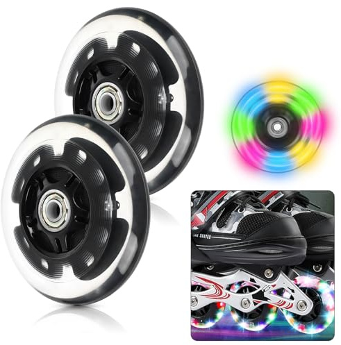 Mitening 2 ruedas luminosas de 100 mm para scooter, ruedas de repuesto para patinete con rodamientos ABEC-9, ruedas de 100 mm para todos los scooters, BY-HUALUNHEI2P-WHF