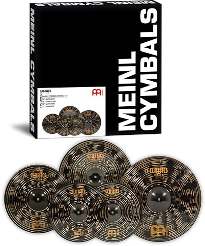 Meinl Cymbals Classics Custom Dark Cymbal Set — with 14 Inch Hi-Hat, 16 Crash, 18 China and 20 Ride — B12 Bronze, Dark Finish (CCD-CS1)