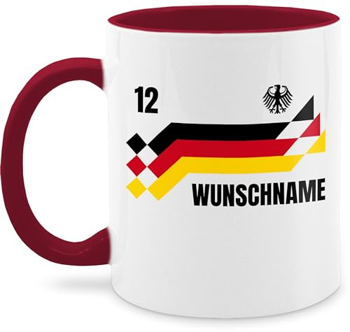 Tasse Tassen 325ml - 2026 Fussball WM Fanartikel - Deutschland Trikot mit Name und Nummer Germany - 325 ml - Bordeauxrot - fußball-fanartikel fussballtasse fußball german mug em 2024