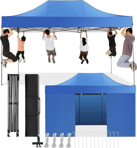 COBIZI Gazebo 3x4,5 Pieghevole Impermeabile, Tende per Gazebo Esterno Resistente, Tendone Padiglione Pop Up per Feste Campeggio (3 per 4,5m Blu)