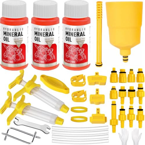 Pmbqifay Brake Bleed Kit for SHIMANO, TEKTRO, TRP Hydraulic Disc Brakes, Bike Brake Bleed Kit with 180ML Mineral Oil Brake Fluid