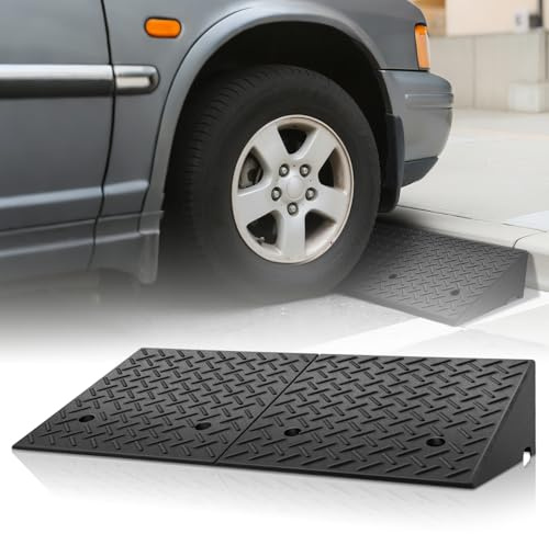Magshion 7.7 Rise Threshold Ramp Heavy Duty Loading Driveway Ramp Rubber Curb Ramp 39 in L x 19.7 in W x 7.7 in H for Cars, Warehouse, Wheelchair, Motorcycles
