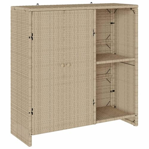 vidaXL Armario de Almacenamiento Beige 100 x 36 x 102 cm Ratán, Almacenaje Elegante para Sala, práctico gabinete de ratán, Organizador Moderno para Espacios Interiores