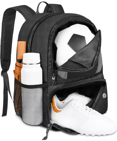 HoveeLuty Fotbollsväska för barn, 13 x 17 x 8 rymlig fotbollsväska med boll- och skofack, andningsbar volleybollryggsäck för att bära, basket, fotbollsväskor för flickor