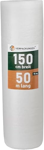 BB-Verpackungen Lot de 3 rouleaux de papier bulle de qualité supérieure - 1,5 x 50 m - 3 couches (3 rouleaux) - 75 microns d'épaisseur - Film à bulles extrêmement robuste - Très léger - 100
