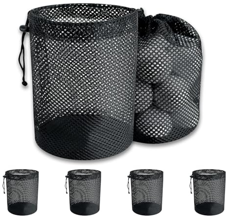 Mordx Förvaringsväska för golfbollar – 6-pack nätpåse med dragsko, golfboll förvaringsväska, förvaringsväska för sportutrustning, för att samla halva bollar, tennis