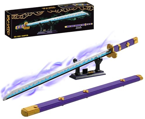GHQYTPR Anime Sword Building Set 936 Pieces Yamato Sword Model with Scabbard & Stand Japanese Samurai Cosplay Prop Construction Toy Hell King Style Blade Gift for Adults and Teens