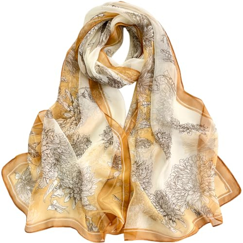 FAIRYGATE Scarf Gifts for Women Flower Floral Print Women's Scarves & Wraps Georgette Chiffon Shawl for Women Wedding Evening Scarfs