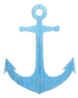 Handcrafted Model Ships Rustico in Legno Azzurro da Parete, Decorazione Ancora 76,2 cm