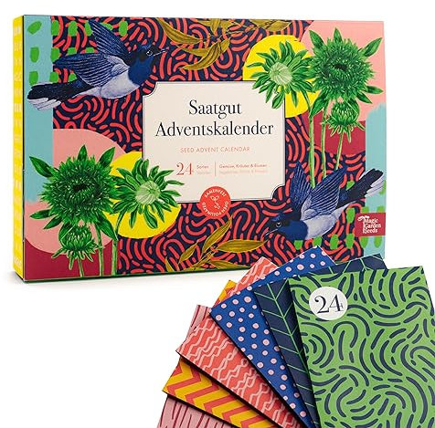 Saatgut-Adventskalender - Gemüse, Kräuter & Blumen - 24 Samentütchen für den Garten, das Hochbeet oder den Balkon - das perfekte Geschenk für Gärtner*innen