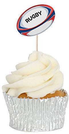 Rugby Ball Cupcake Toppers - 12pk - Decoration Picks