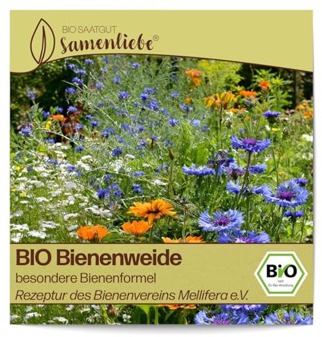 Samenliebe BIO Bienenweide Samen Blumensamen Mellifera 1000 Samen Blumen Samen Garten Bienenweide Saatgut samenfeste einjährig Pflanzen für Garten und Freiland