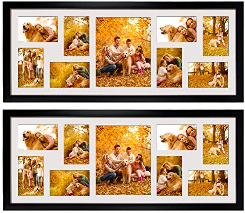 WIFTREY 2 Pack 4x6 Picture Frames Collage with 9 Openings, Display Eight 4 x 6 Pictures and One 8x10 Photos for Wall Mounting, Black