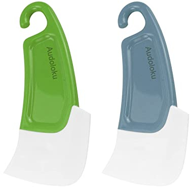 Silicone Pan Scraper Dish Cleaning Spatula Bowl Scraper Dish Scraper Non Stick Kitchen Scraper Pan Rubber Cleaning Spatula Pot Cleaning Tool 2 PCS (Green & Grey)