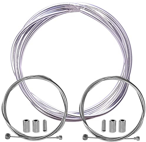 cyclingcolors cykelbromsmantel med kabel ändkåpor fram kit baktill, kompatibel med Shimano Sram cykel stadsväg mountainbike insats prestanda kabel (krom)