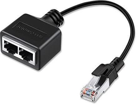 JeoPoom RJ45 Coupleur, LAN Ethernet Répartiteur 1 vers 2 câbles Adaptateur, Câble Extender pour Cat5, Cat5e, Cat6, Cat7