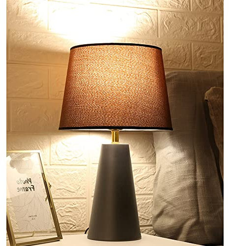 Chao Zan Romantische Tischlampe - Klassische Form Metalle Lampenfuß - Tischleuchte mit Stoffschirm - E27 Lampe - ohne Leuchtmittel (Schwarz)