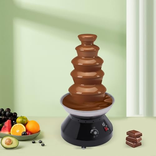 Chocolate Fountain 5-Tier 230W Commercial Hot Chocolate Fondue Tower 7-Pound Large Capacity Stainless Steel Cheese Melting Heating Machine for Nacho Cheese Liqueurs Party Wedding
