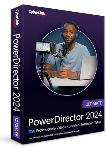 CyberLink PowerDirector 2024 Ultimate | Professionelles Videobearbeitungsprogramm für PC mit Greenscreen und tausenden Effekten | Fotoshow | Für jede Filmproduktion | Screen Recorder | Windows [Box]