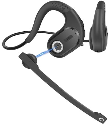 Friencity Casque Bluetooth avec microphone magnétique pour appels téléphoniques, casque sans fil léger et confortable avec microphone antibruit DSP pour PC, ordinateur portable, bureau, réunion,