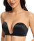 Lemorosy Women's Plunge Strapless Bra Deep U Push Up Everyday Underwire (Black 34DD)
