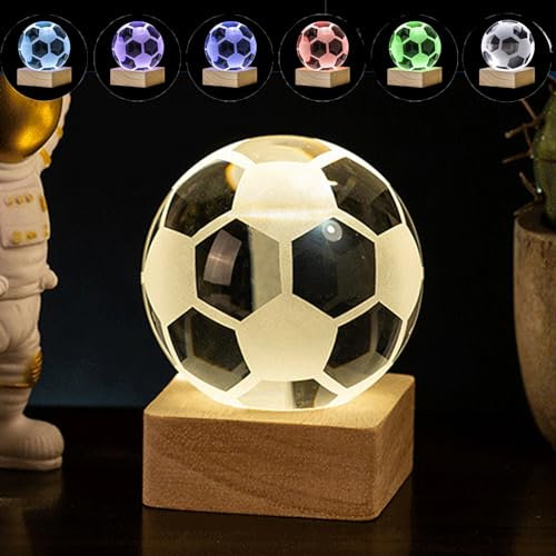 OhMill USB Football Night Light for Boys Bedroom Kids Night Light Crystal Ball Night Lights for Kid Crystal Light with 6 Colors