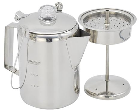 Cafetera percoladora, cafetera de acero inoxidable, percolador de camping | 9 tazas de café de gran capacidad para grupos, cafetera de estufa para uso en exteriores e interiores