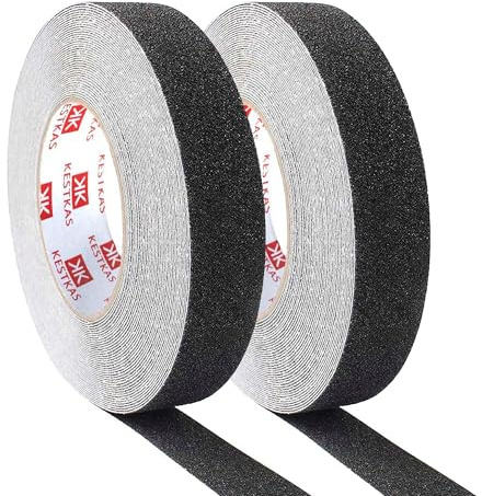 KESTKAS Nastro Adesivo Antiscivolo 25mm x 15m (Pack 2) - Strisce Antiscivolo per Scale - Nastro Antiscivolo Nero - Adesivi per Scale Interne Esterne - per scale esterne